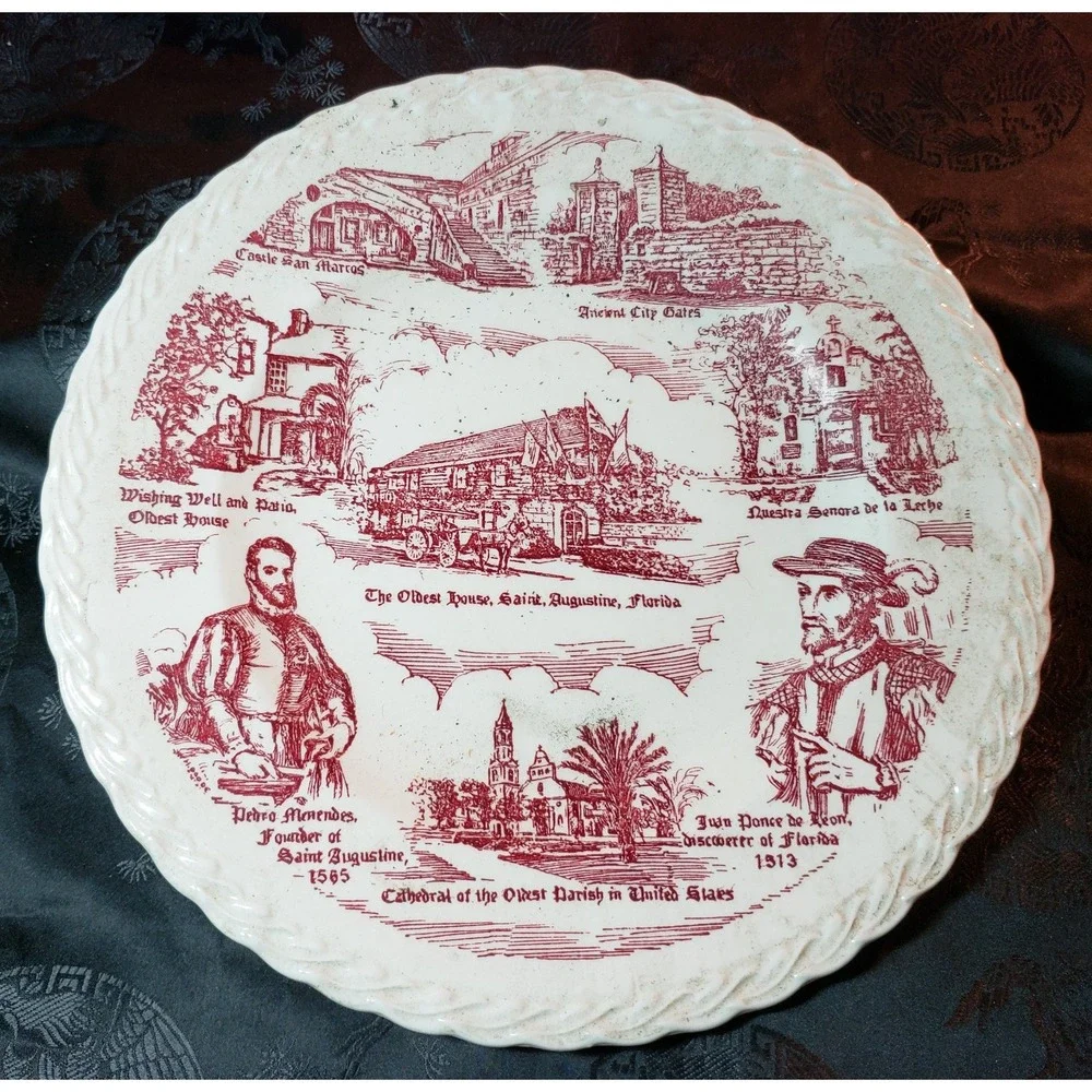 Historic 1940s Saint Augustine Florida Collector Plate by Vernon Kilns